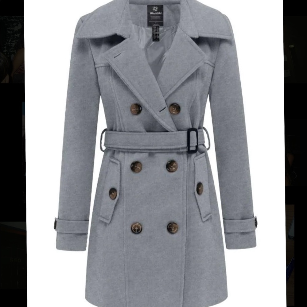 Women's Pea Coat Double Breasted Winter Trench Jacket